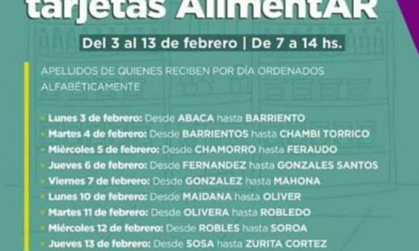 Comenzará la entrega de las Tarjetas "AlimentAR" en Florencio Varela.